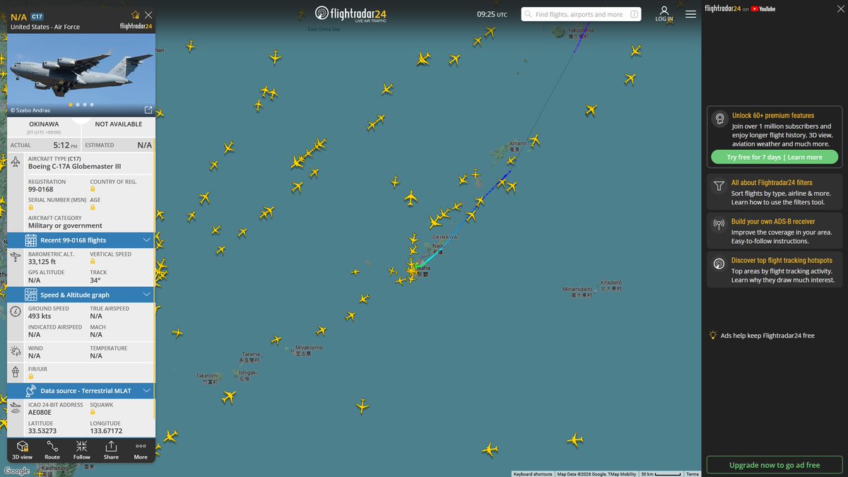 AIYeyENGDdJkjTr's tweet photo. July 3, 2026
#Anchorage Elmendorf Air Force Base #Fairfield Travis Air Force Base #Anchorage #Tokyo Yokota Air Base #Okinawa Kadena Air Base ==> #Misawa Air Base
#RCH5008 #AE080E USAF C-17A Globemaster III https://t.co/hAILiJ5ckb