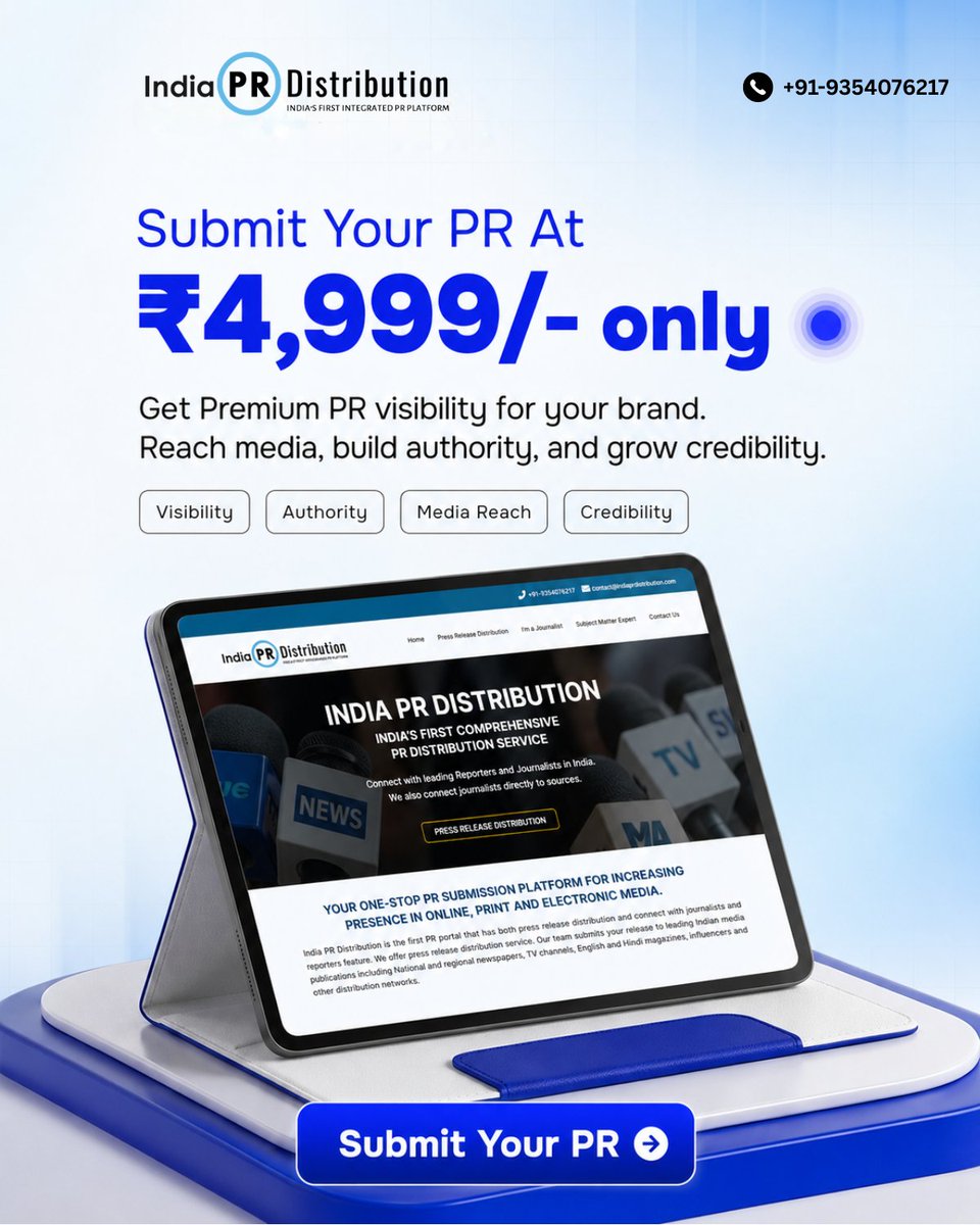 distribution_pr's tweet photo. π Submit your PR at just βΉ4,999/- only!
Get premium PR visibility, build brand authority, reach media & grow credibility with India PR Distribution.
π Submit Your PR Today!
#IndiaPRDistribution #PressRelease #PRDistribution #DigitalPR #BrandVisibility #MediaCoverage https://t.co/ZWjMNfdx2u