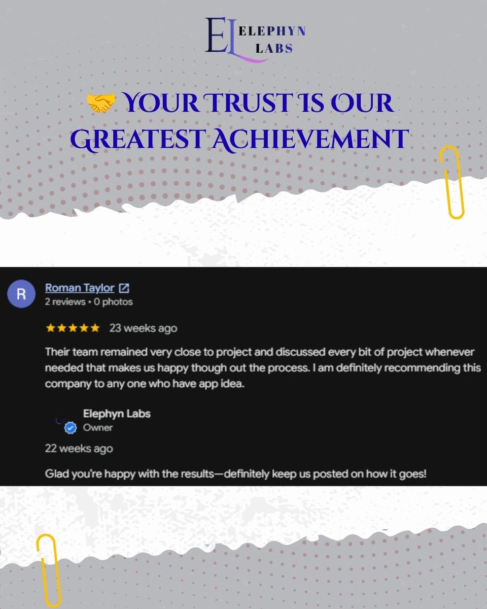 elephynlabs's tweet photo. Client Appreciation Post

A heartfelt thank you for your kind words and trust in Elephyn Labs. Your appreciation inspires us to keep building exceptional digital experiences every day.
#ClientAppreciation #HappyClients #WebDesign  #WebsiteRedesign #CustomWebsite #ElephynLabs https://t.co/HkU4ECNgw1