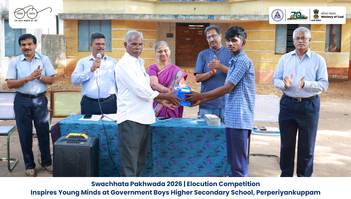 nlcindialimited's tweet photo. 29.06.2026 | Swachhata Pakhwada 2026

An elocution competition was organised at Government Boys Higher Secondary School, Perperiyankuppam to raise awareness on cleanliness and hygiene.

The programme was led by the Chief General Manager (Vigilance) along with Vigilance Department officials.

The initiative encouraged students to become ambassadors of cleanliness.

#NLCIL #SwachhataPakhwada2026 #SwachhBharat #CleanIndia 
@CoalMinistry @kishanreddybjp @satishdubeyy