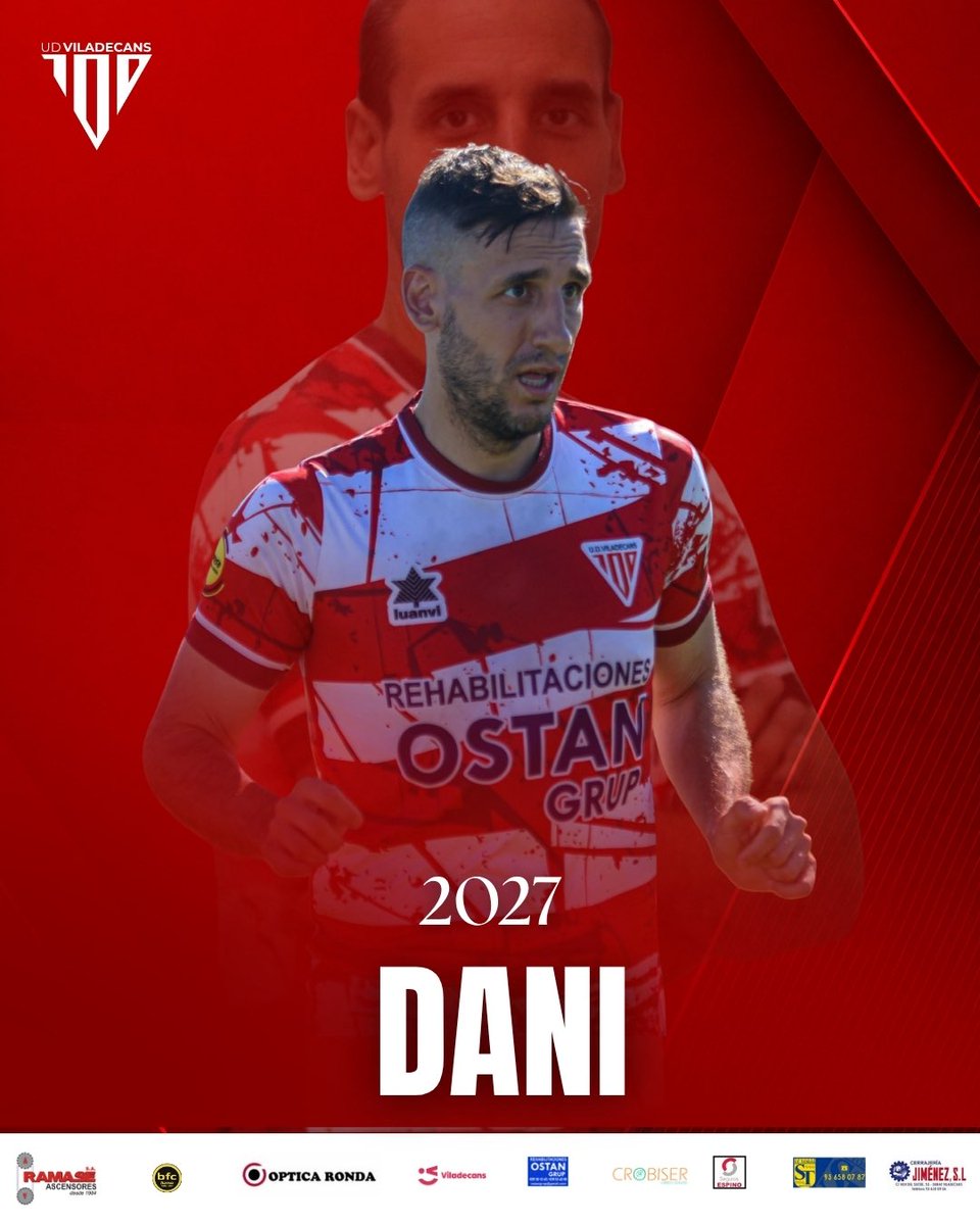 UD_Viladecans's tweet photo. Primer equipo|🔴⚪️ #RENOVACIONES

✅ Dani seguirá una temporada más en la UD Viladecans.

🧱 Seguira siendo un seguro en la banda derecha del Municipal.

🔙 Este curso ha sido una pieza clave en el equipo rojiblanco.

❤️ ¡Vamos a por más, Dani! https://t.co/3fbOE9AACM