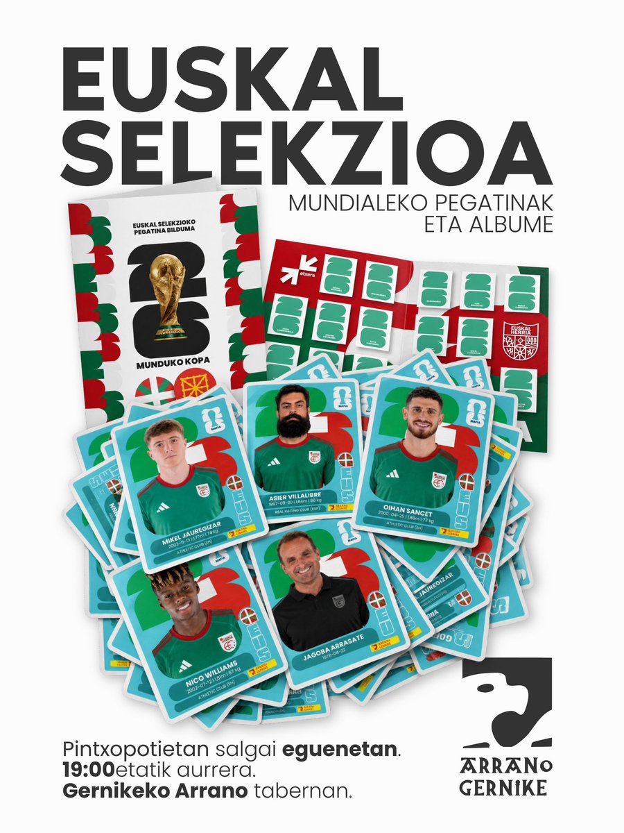 kanutozizilndro's tweet photo. Futbola ez jat askorik gustetan, baina España eta Frantzia gitxiau.

Horregattik atara doguz Euskal Selekzioko mundialeko pegatinak eta albume. 

Lehenengo tirada: SOLD OUT.
Laster barri gehiago.

Eskerrik asko danori! 
Ofizialtasuna! https://t.co/dbQD4vOzMw