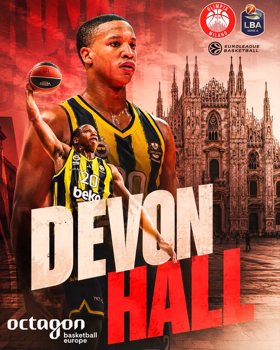 dcarroFairPlay's tweet photo. An historic agreement for many reasons takes back superb class champion Devon Hall to @OlimpiaMI1936 !! Ready to keep excelling in @EuroLeague and @LegaBasketA Where @OctagonBballEU happens with @PhillipParunOCT https://t.co/8Ytf8X4UWf