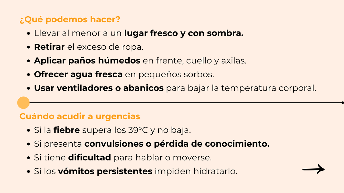 APREMprematuros's tweet photo. ¿Sabrías reaccionar si tu peque sufre un golpe de calor?👶 Conocer los síntomas y saber cómo actuar puede ser decisivo. La prevención y la rapidez son la clave para evitar complicaciones graves. Guarda las pautas de la SEUP para saber cómo reaccionar de forma correcta. #APREM https://t.co/wbV3C0RK92