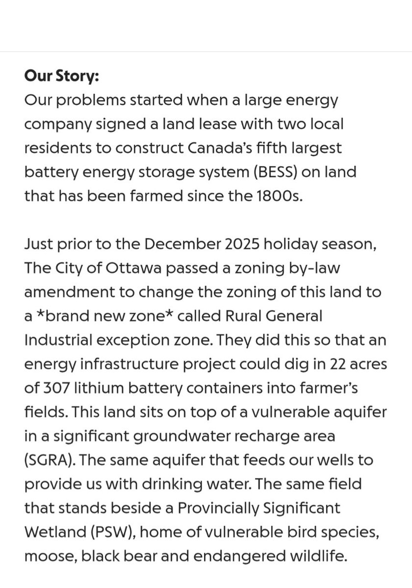 WindConcernsONT's tweet photo. Residents from rural Ottawa/West Carleton were in Toronto yesterday at Divisional Court requesting formal judicial review of zoning changes to allow a battery storage system on farmland. The developer is Brookfield @Evolugen_CAN. West Carleton Community Alliance #onpoli #ottcity https://t.co/G18X5g7nRj