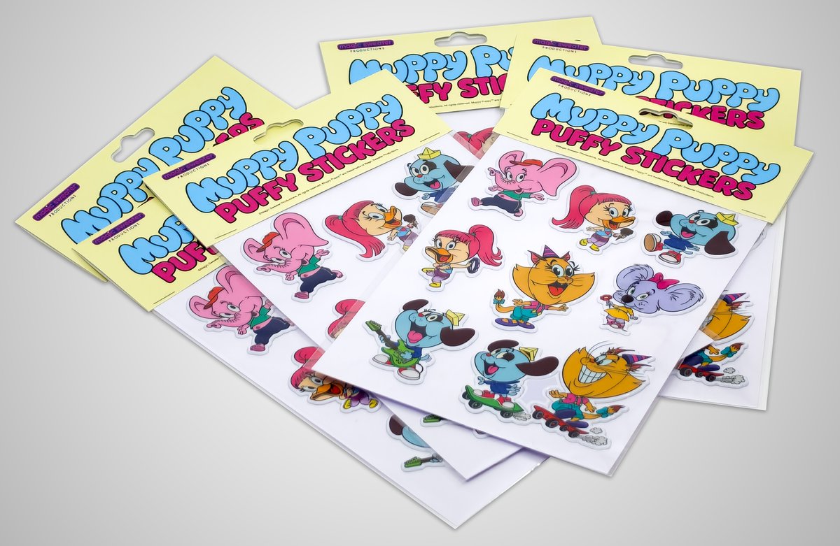 magicsweaterinc's tweet photo. I made my own sets of 3D Puffy Sticker Sheets featuring my character Muppy Puppy and his friends. #stickersheet #puffystickers #stickers #stickerart #illustration #bubblestickers #stickerpack https://t.co/02yIaShulV