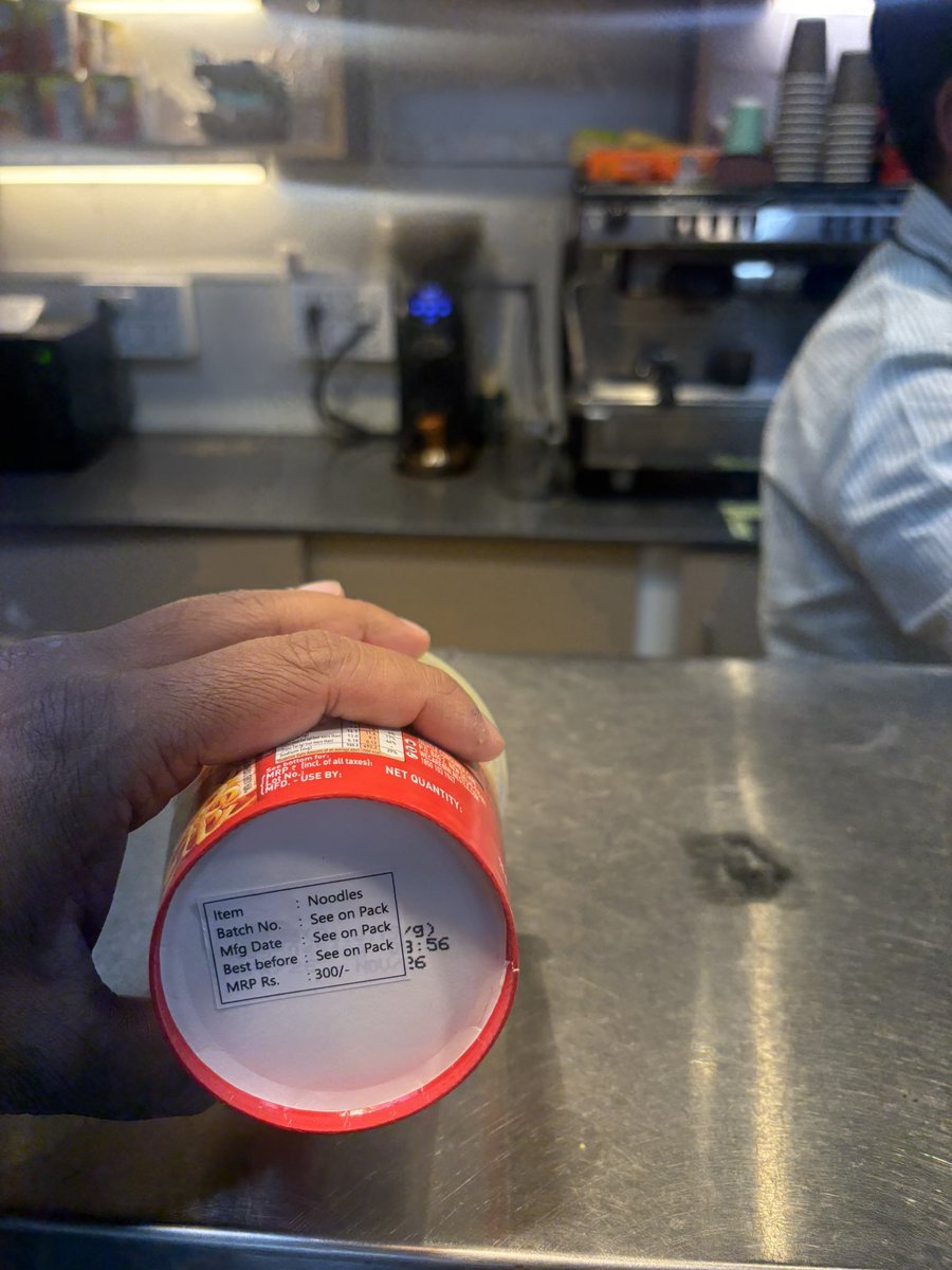 pankajag7's tweet photo. Leh airport. @flyspicejet fly dlyd 4 unkn tym. Sngl shop at the airport Cafe Au-Lite ( a unit of Sushila) selling @NestleIndia Maggi cup noodles for INR 300 putting a sticker &amp; cutting original MRP of just Rs 50/-.. @thelmindia @FSSAI_India How do these guys get licens ? https://t.co/yFSoWNfRhb