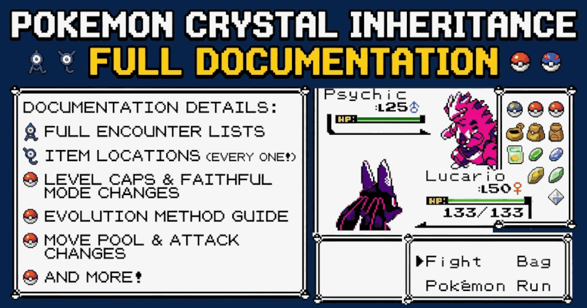 seatgem's tweet photo. Pokemon Crystal Inheritance Full Documentations will list all information such as level caps, faithful mode changes, encounter, item location and evolution &amp; move pool and more. #seatgem #pokemon #pokemoncrystalinheritance #gbc 📷Read more: https://t.co/k0dsxzIwHO https://t.co/wiywOFRbCg