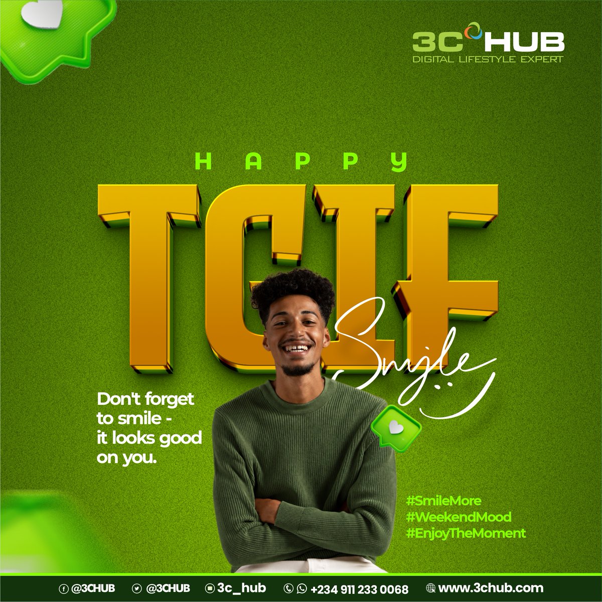 3CHUB's tweet photo. Happy Friday! 🎉

The weekend is almost here, and there's no better time to upgrade your tech. Whether it's a new smartphone, accessories, or gadgets, 3C Hub has everything you need.💚

#happyfriday #fridayvibes https://t.co/AWkbvu1SdI