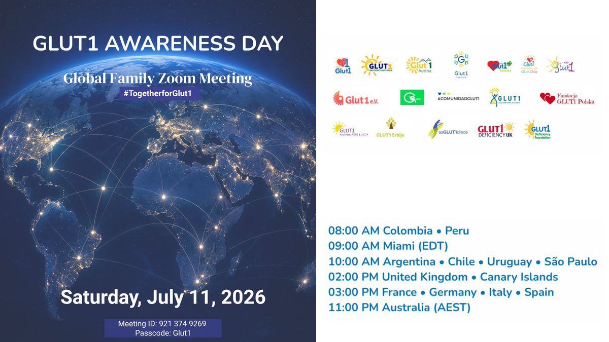 asglutdiece's tweet photo. 📅 Sábado 11/07/26
💻 Te esperamos en esta reunión virtual a nivel 🌐 sobre el #DéficitDeGlut1, a través de Zoom, para familias y pacientes.
🕒 Chequea horario según país de residencia
➕ℹ️🔗👇
https://t.co/Kf5RD704oL
#JuntosPorElGlut1 
#DMGlut1DS10Julio https://t.co/HbxWJZDj1Y