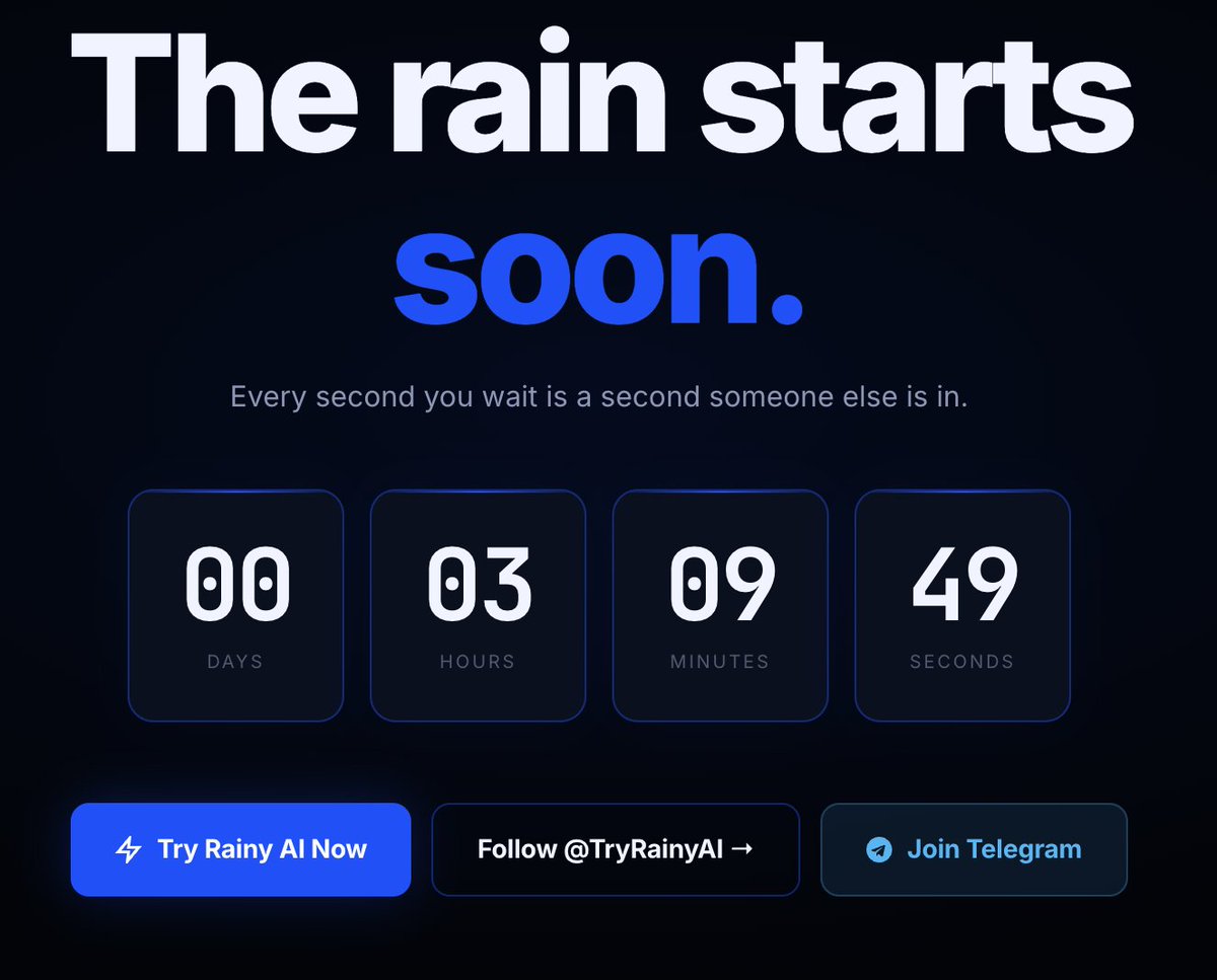 TryRainyAI's tweet photo. $RAINY Ai in trending On X.

Token Going live in 3 Hours on @Base. https://t.co/Hq1g0Fpqmn
