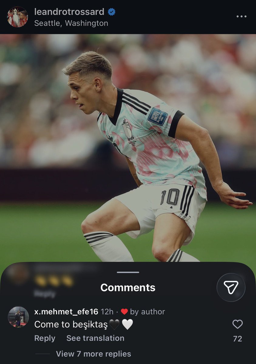_bjkhabers's tweet photo. 🚨 Leandro Trossard, İnstagram gönderisine gelen “Come to Beşiktaş 🖤🤍” yorumunu beğendi. https://t.co/OvSjYTnh8b