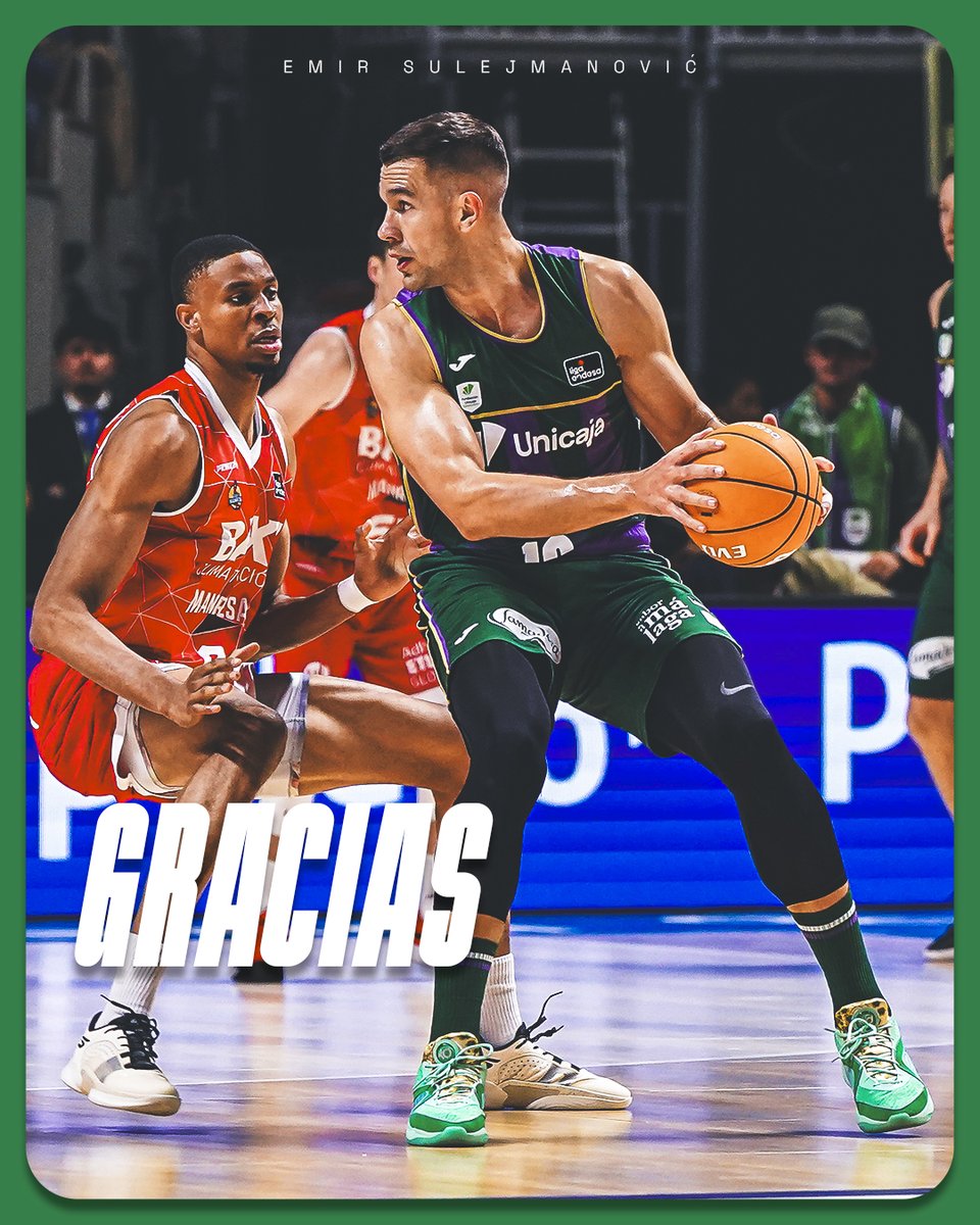 unicajaCB's tweet photo. 🏀 Emir Sulejmanovic no seguirá en el Unicaja

🍀 ¡Gracias por todo, Sule! ¡Mucha suerte! 

📰 NOTICIA https://t.co/h2eeBnSJk3

💚💜 #YoSoyDelUnicaja https://t.co/hRiI3bUP6v