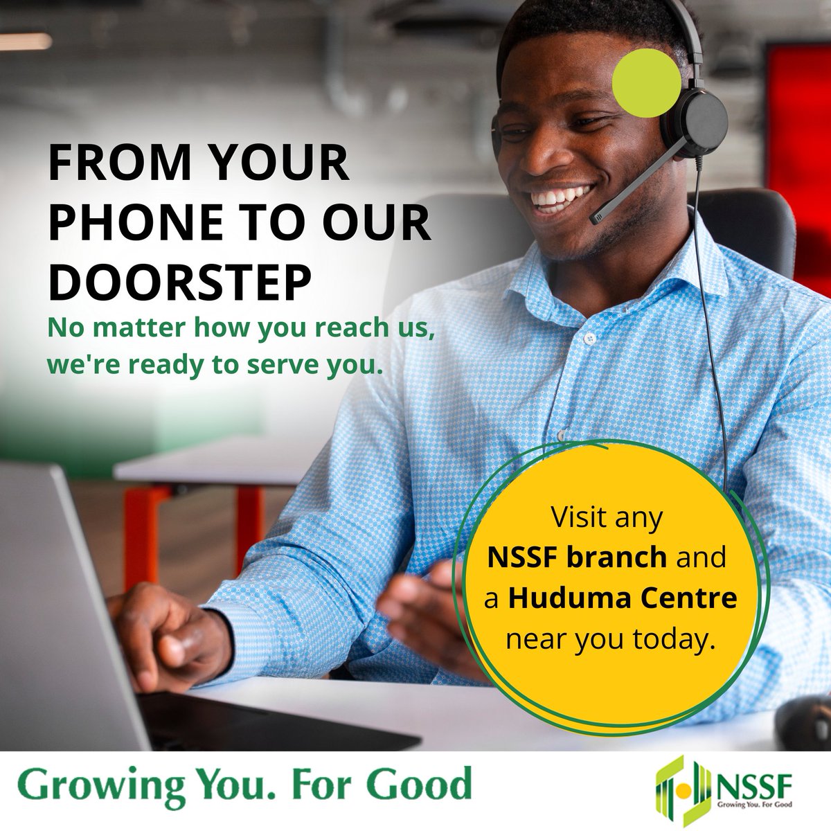 NSSF_ke's tweet photo. Prefer a face-to-face chat? Visit any NSSF branches and Huduma Centres countrywide and let our team walk you through your options in person. #LeavingNoOneBehind https://t.co/XZ0XqURrCt