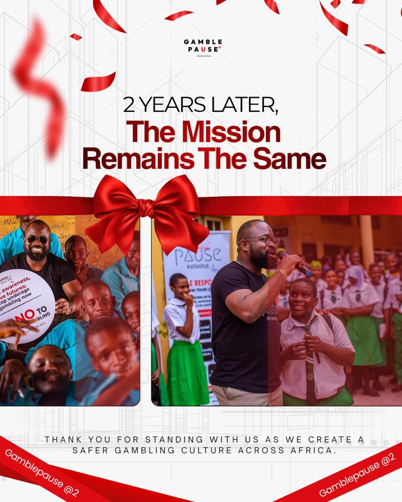 gamblepause's tweet photo. Two Years of Impact. 🌍
Today, we celebrate two years of promoting responsible gambling, supporting communities, and advancing player protection across Africa.
Thank you to everyone who has been part of this journey.
#TwoYearsOfImpact #GamblePause #ResponsibleGambling https://t.co/qGkj59Rc51