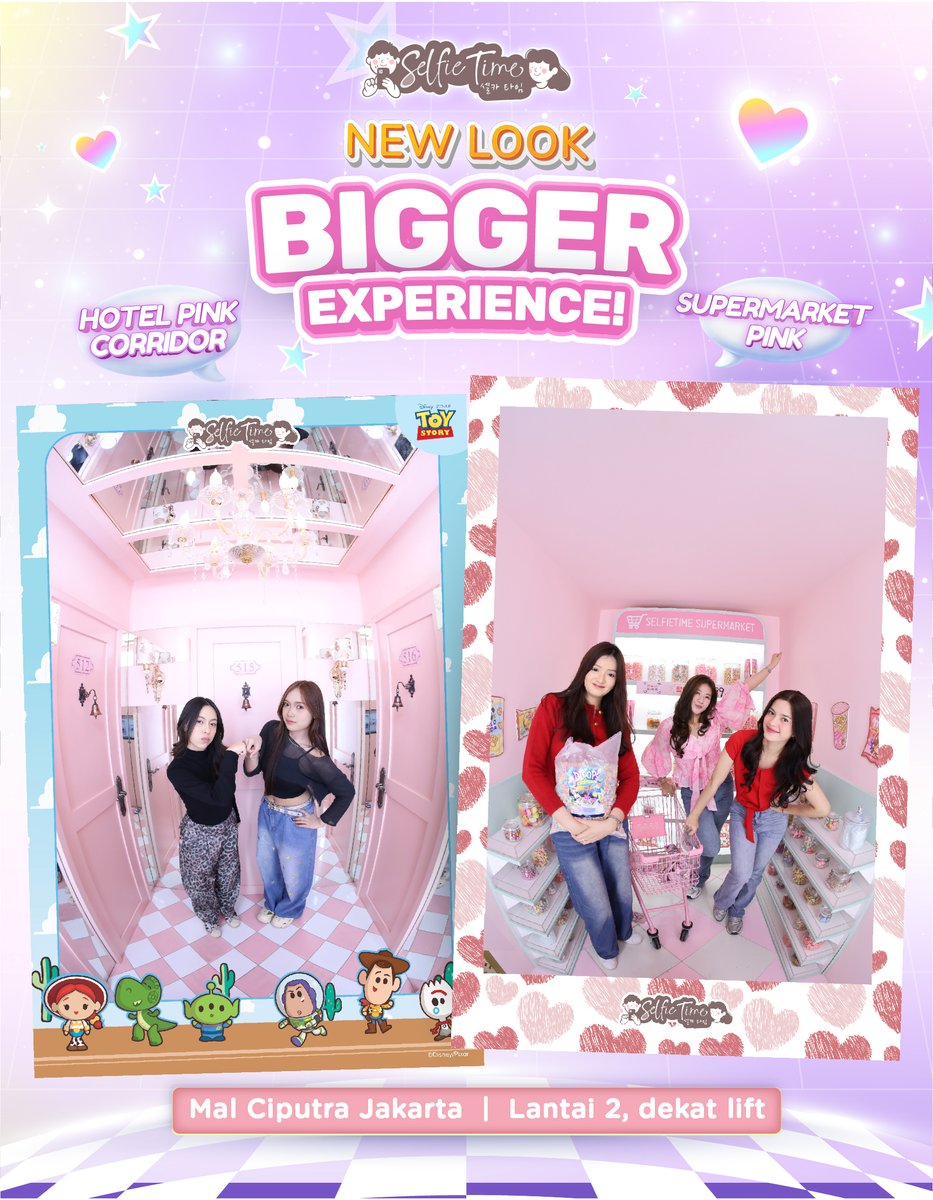 selfietimeid's tweet photo. Thematic Studio hadir di Selfie Time Moments Mal Ciputra Jakarta! 📸

Ada studio Pink Vintage Elevator, Vintage Train, Van, Pink Supermarket, Pink Hotel, MRT, hingga London Telephone yang bisa kamu coba ✨

Yuk ajak orang tersayang untuk foto di sini 🥰

#selfietimeid #photobooth https://t.co/VIfP1UVyiE
