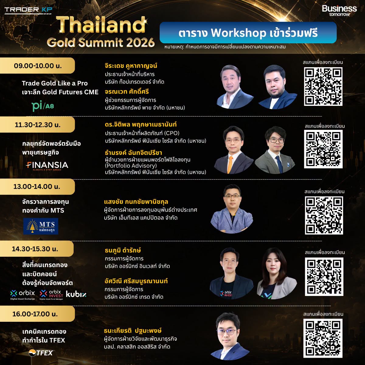 TraderKP_TH's tweet photo. #แจกทอง #แจกความรู้ #แจกคำตอบ ว่าปีนี้ต้องลงทุนอะไร 
!
#ThailandGoldSummit2026
แจกทองจริง และรางวัลมากมาย
ที่งานสัมมนา #ฟรี วันอาทิตย์นี้

🔥สำหรับคนที่ลงทะเบียนก่อนเท่านั้น🔥

🚨 โอกาสสุดท้าย ! ลงทะเบียนฟรี เพื่อลุ้นรับทองคำและของรางวัลมากมายในงาน Thailand Gold Summit 🚨

พบกัน วันอาทิตย์ที่ 5 กรกฎาคม 2569 กับ Thailand Gold Summit 2026 งานสัมมนาทองคำที่ยิ่งใหญ่ที่สุดในประเทศไทย จัดโดย Trader KP x Business Tomorrow ที่รวบรวมผู้นำความคิด นักลงทุน และผู้เชี่ยวชาญระดับประเทศ มาร่วมวิเคราะห์ทิศทาง เศรษฐกิจโลก ดอกเบี้ย เงินเฟ้อ ค่าเงิน และโอกาสการลงทุน ในยุคที่โลกเต็มไปด้วยความไม่แน่นอน

เจาะลึกทุกสินทรัพย์สำคัญ ไม่ว่าจะเป็น ทองคำ แร่เงิน น้ำมัน Digital Assets และ Defense Technology พร้อมแนวทางการจัดพอร์ตเพื่อรับมือความผันผวนจากผู้เชี่ยวชาญชั้นนำ และกิจกรรม Workshop สำหรับนักลงทุน

✨ สิทธิพิเศษภายในงาน (สำหรับผู้ที่มาร่วมงานแต่เช้า)

🎁 100 ท่านแรก รับของที่ระลึกพิเศษจากทีม Trader KP
☕ 200 ท่านแรกที่มา รับคูปองส่วนลดพิเศษจาก TrueCoffee
🪙 2,000 ท่านแรกที่มา รับ Passport สะสมตราประทับ เพื่อลุ้นรับทองคำจริง และของรางวัลพิเศษภายในงาน

📅 วันอาทิตย์ที่ 5 กรกฎาคม 2569
📍 True Digital Park
🎟️ ลงทะเบียน #ฟรี ก่อนเต็ม !

👉 https://t.co/zFpUAwr4vw

แล้วพบกันในงานสัมมนาการลงทุนแห่งปี ที่นักลงทุนไม่ควรพลาด ! 🔥

#ThailandGoldSummit2026 #TraderKP #BusinessTomorrow