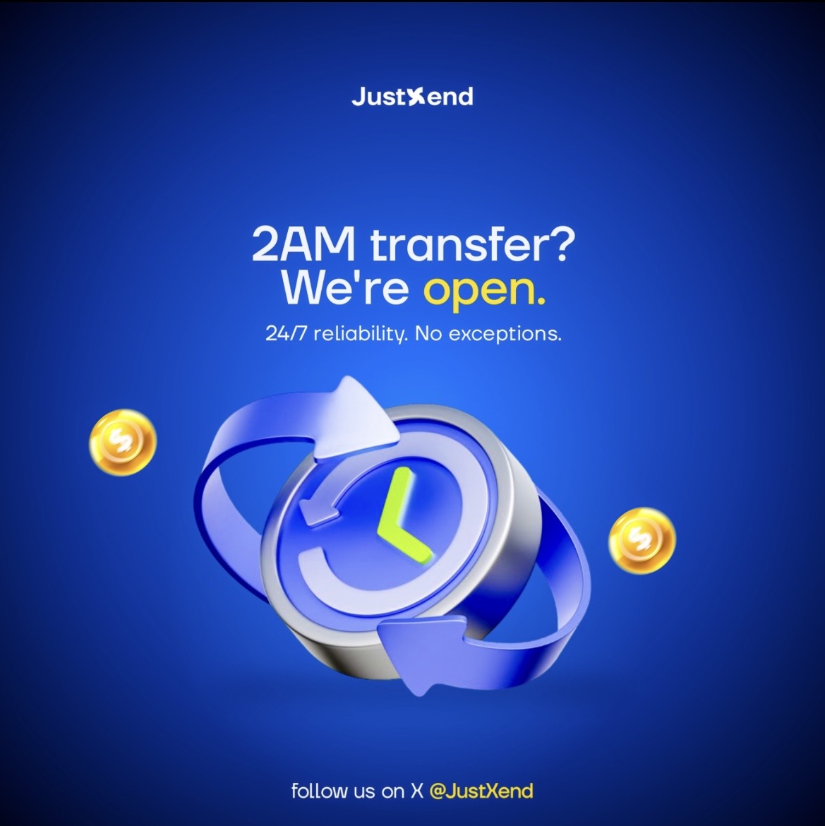 JustXend's tweet photo. What does true reliability look like in global payments?

At JustXend, we make cross-border transactions available whenever you need them, delivering fast, secure, and reliable money transfers that keep individuals and businesses connected around the clock. ⏰ https://t.co/kXTNol53uf