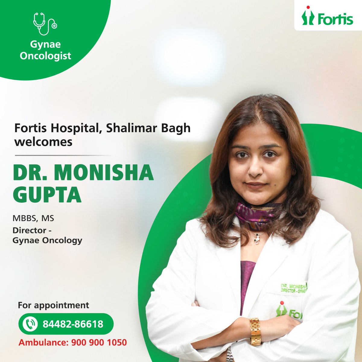 fortis_hospital's tweet photo. Fortis Hospital, Shalimar Bagh, warmly welcomes Dr. Monisha Gupta as Director – Gynae Oncology.

With her extensive expertise in gynaecological cancer care, Dr. Gupta strengthens our commitment to providing comprehensive, patient-centric oncology services for women.

#WelcomeToFortis #GynaeOncology #CancerCare #WomensHealth #FortisHospital