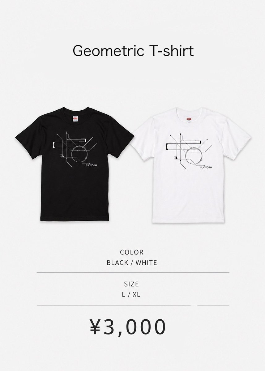 PLATFORM_OSAKA's tweet photo. 【👕NEW MERCH✨】

"Geometric T-shirt"

Color : Black / White
Size : L / XL
Price : ￥3,000-

定番の2サイズ、2カラー👕
7/4見放題大阪2026より発売！

desinged by @ta2yworks https://t.co/u4MNgCA6uP