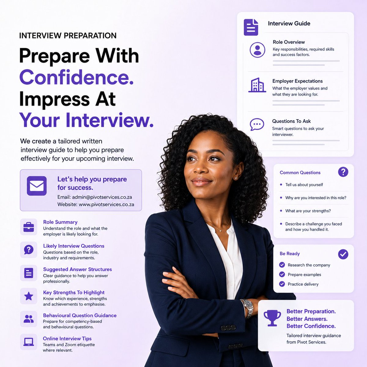 PivotPromotions's tweet photo. Do you need to get ready for an interview?
Prepare effectively. Interview confidently.
📧 admin@pivotservices.co.za
🌐 https://t.co/R0vWtW0M4n
#InterviewPreparation #CareerServices #JobInterview #InterviewTips #PivotServices #CareerGrowth https://t.co/He3R5mofyr