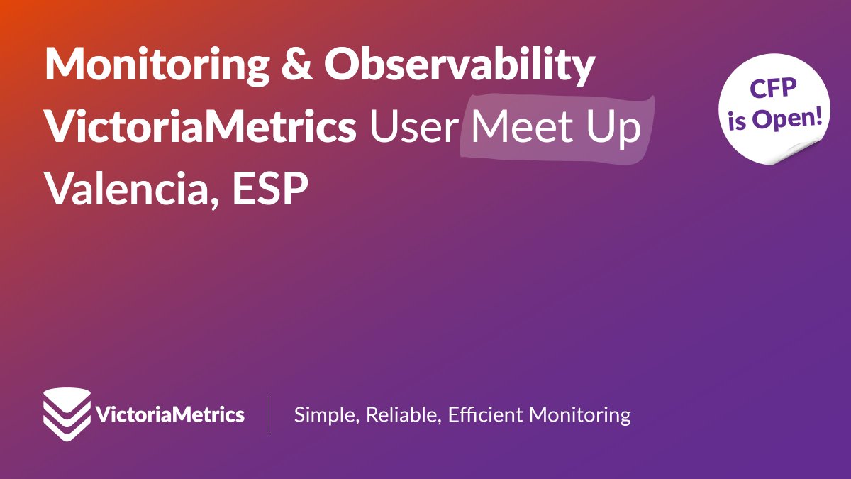 VictoriaMetrics's tweet photo. 🇪🇸 ¡El Call for Papers ya está abierto para VictoriaMetrics en Vivo en Valencia! 🇪🇸
¿Tienes casos de uso con VictoriaMetrics y te gustaría compartir tu experiencia?
¡Nos encantaría contar contigo!
Ya sea una charla técnica, un caso de éxito del mundo real o las lecciones aprendidas en producción, esta es tu oportunidad de subir al escenario.
🎤 Envía tu propuesta y forma parte de un evento dedicado al aprendizaje, la colaboración y la conexión con otros entusiastas de la observabilidad.
¡Nos vemos en Valencia! 🚀
https://t.co/EJp9NAoCH8

🇬🇧 The Call for Papers is now open for VictoriaMetrics en Vivo in Valencia! 🇪🇸
Do you have an interesting VictoriaMetrics use case you'd like to share?
Whether you have a technical deep dive, a real-world case study, or lessons learned from production, this is your opportunity to take the stage.
🎤 Submit your talk and be part of an event dedicated to learning, collaboration, and connecting with fellow observability enthusiasts.
See you in Valencia! 🚀
https://t.co/yPtMZSEgdw