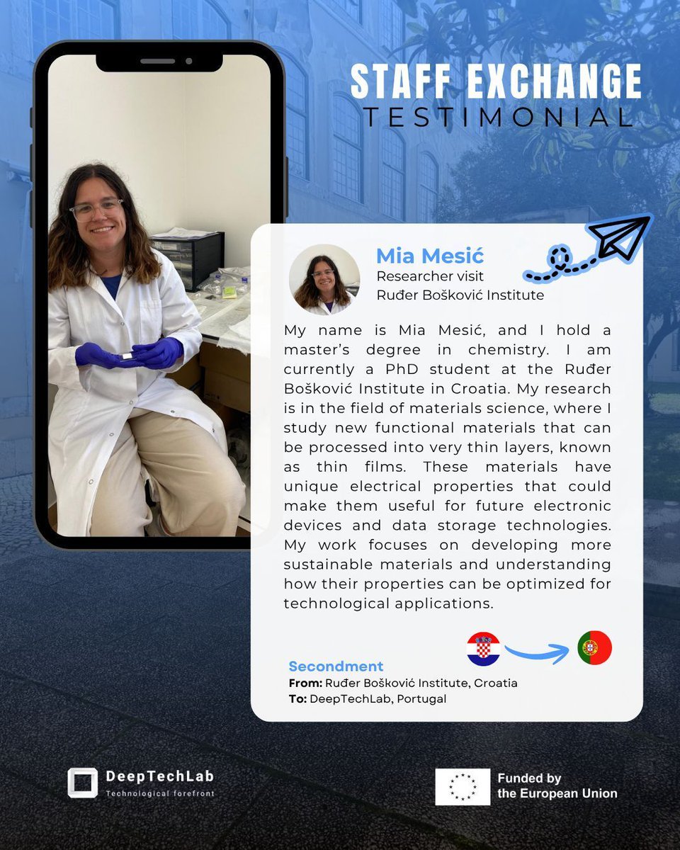 DeepTechLab22's tweet photo. 🔬 From 31 May to 1 July 2026, Mia Mesić joined #DeepTechLab for a #researchvisit as part of our commitment to fostering #researchmobility and strengthening #scientificcollaboration between Ruđer Bošković Institute 🇭🇷 and @ULusofona  🇵🇹. 🌍
https://t.co/gRxWf08ANY 🤝 https://t.co/RL8JPIsIH5