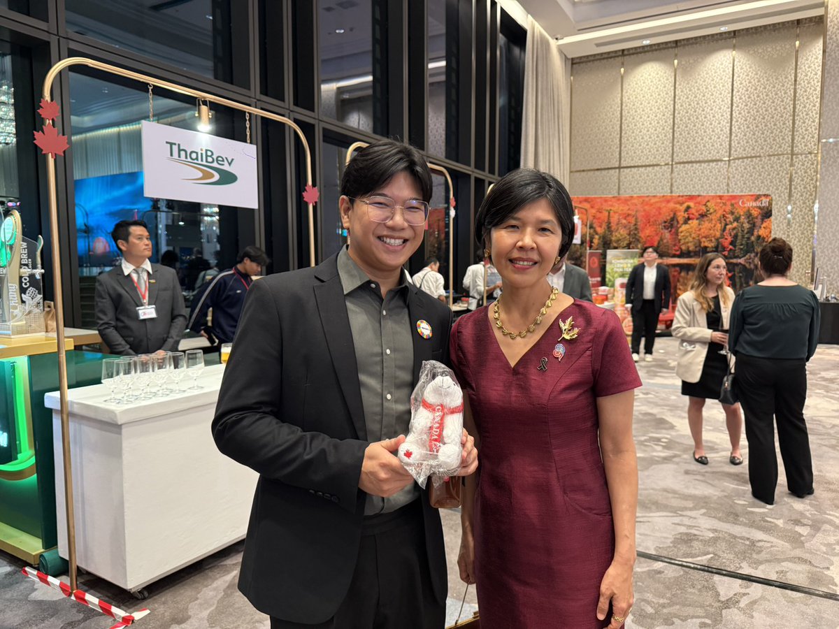 apcom's tweet photo. 🇨🇦🍁 Happy Canada Day! and Strengthening Partnerships! 🤝✨
.
🎉 On 1 July 2026, Suriya Phongphunngam, Bobo, our Communications Officer, was delighted to attend the Canada Day Reception 2026, hosted by Embassy of Canada to Thailand. https://t.co/ET9Lc0pwh4