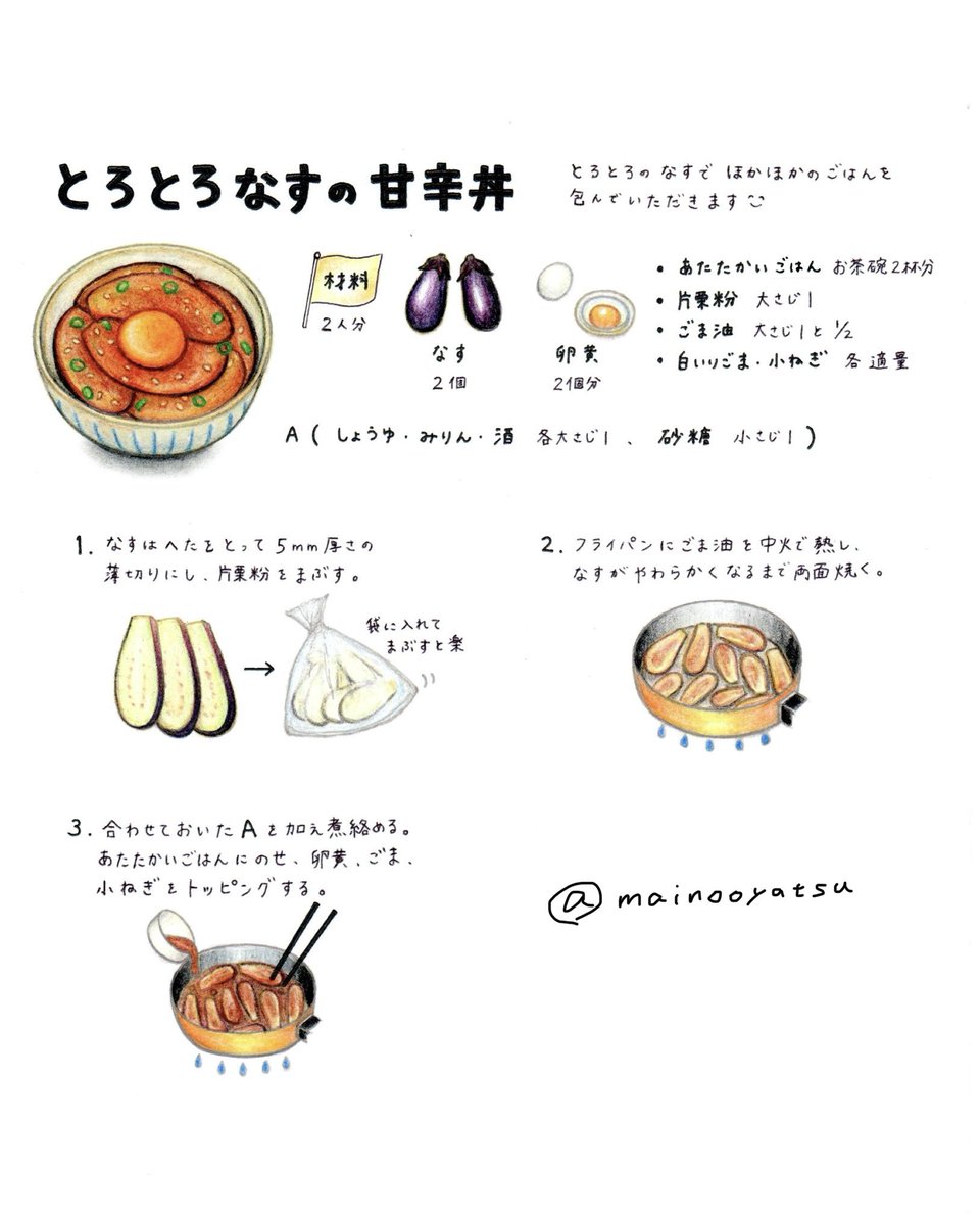 mainooyatsu's tweet photo. とろけるナスでご飯を包む丼🥢 https://t.co/T9AfoBbrXR