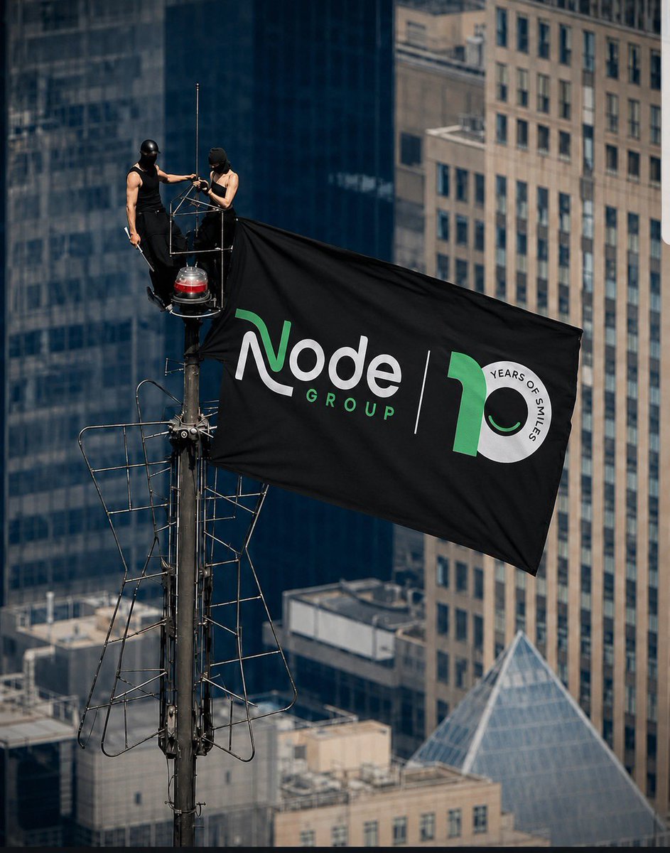 Node_Group's tweet photo. @itsJoshuaBaraka says, “It's not lonely at the top, they were lying.” 😂 Turns out there’s plenty of room up here. When you're celebrating 10 years of Node Group and holding down the PRAU PR Agency of the Year title. 🏆 
#NodeAt10 #TransformingWhatIsNext https://t.co/wFwDERxltz
