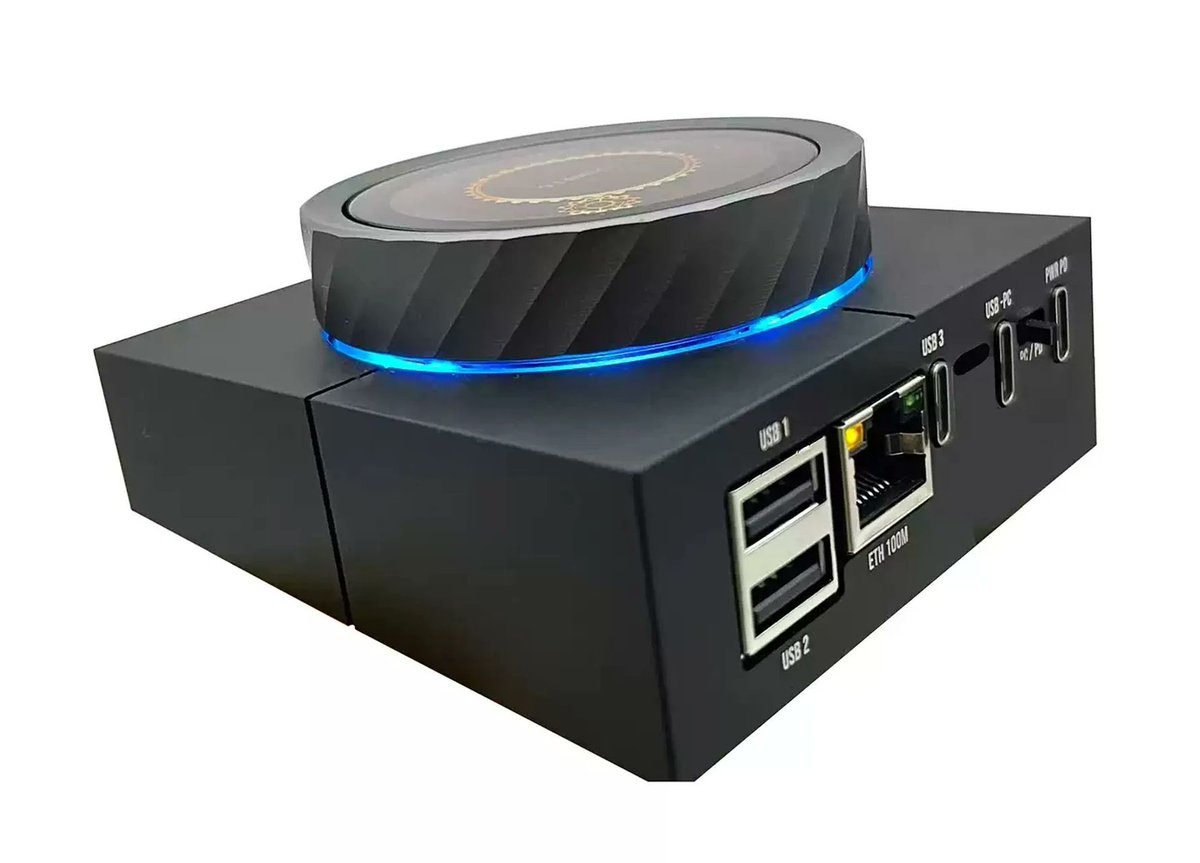 cnxsoft's tweet photo. Customizable USB dock/hub with rotary encoder, round touchscreen display.
https://t.co/n2ACJbOBoY

The HALO TOUCH V2 USB 2.0 dock features two USB Type-A ports, one USB Type-C port, two microSD card readers, and a 100Mbps Ethernet port. Its 360 × 360 IPS touchscreen is used as a Pomodoro timer, photo and animation viewer, MP3 player, audio spectrum visualizer, and an AIDA64 system monitoring dashboard. 

The rotary encoder provides Microsoft Surface Dial-compatible controls on Windows, while 2.4GHz Wi-Fi enables clock synchronization and OTA firmware updates. It also supports USB PD power input and customization for themes, media, and animations using files on a microSD card.