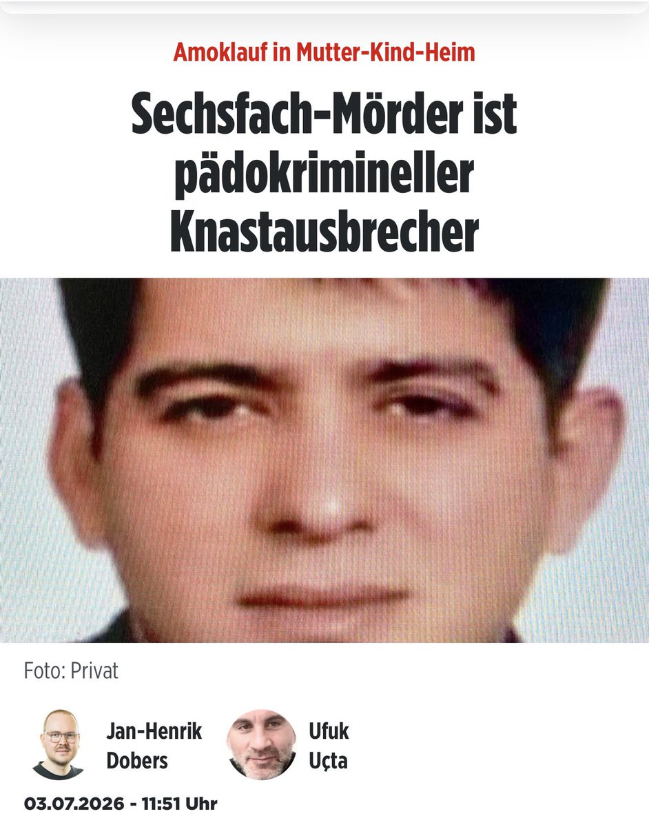Georg_Pazderski's tweet photo. BILD meldet: Sechsfachmörder von Stade ist ein in der Türkei gesuchter Schwerverbrecher!

Fatih Khan G. ist ein mehrfach vorbestrafter Sexualstraftäter, der sogar seine eigene Tochter missbraucht haben soll, aus dem türkischen Gefängnis ausgebrochen war und trotzdem wurde er „von einer NGO betreut“.

Die Fluchtwagenfahrerin: die Schwiegermutter des niedersächsischen SPD-Migrationsbeauftragten Deniz Kurku.

Das undurchsichtige NGO-System ist ein Milliarden-Biotop, in dem Steuergelder versickern und offenbar eigene Regeln gelten. 

Wie konnte ein solcher Schwerstverbrecher hier unerkannt bleiben und sogar Unterstützung erhalten?

Genug mit der Naivität. 

Das gesamte steuerfinanzierte NGO-System stinkt zum Himmel - der Sumpd muss trockengelegt werden.