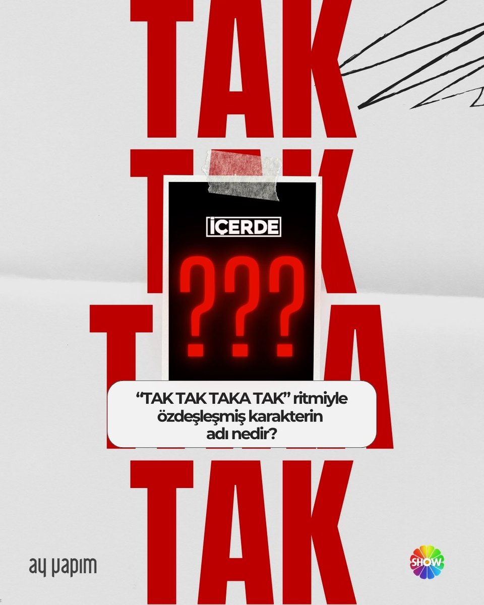ayyapim's tweet photo. İçerde’yi ne kadar iyi hatırlıyorsun? 🤔

“Tak tak taka tak” ritmiyle özdeşleşmiş karakterin adı nedir?

Cevaplarınızı yorumlara bekliyoruz!✨

#AyQuiz #Ayyapim #İçerde https://t.co/RYvZyrALzJ