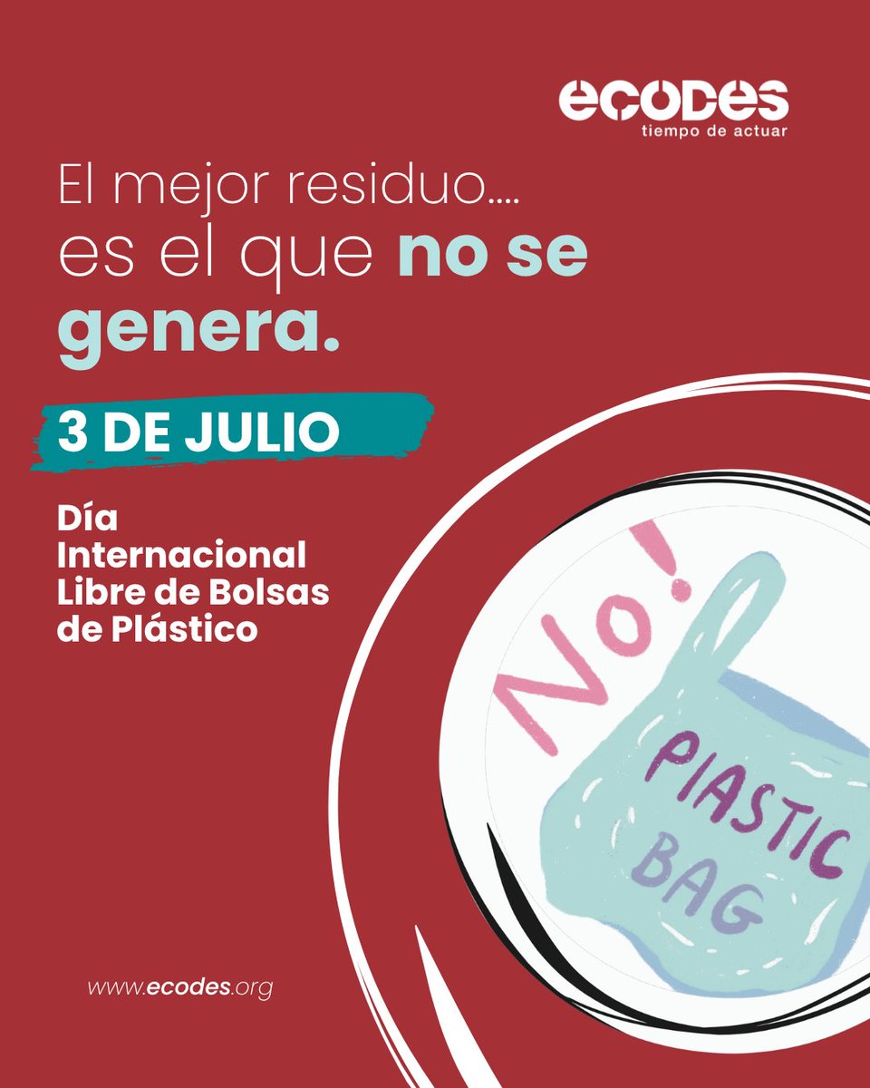 ecodes's tweet photo. 🌍 En el #DíaInternacionalLibreDeBolsasDePlástico recordamos que el cambio empieza antes del residuo: empieza con nuestras decisiones de consumo.

Porque el mejor residuo es el que no se genera. ♻️💚
#ConsumoResponsable #EconomíaCircular https://t.co/u4ql8JBuLp