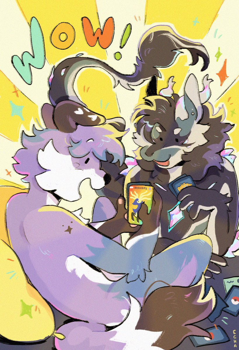 Fugama7852's tweet photo. Happy birthday @Syphyyy_ !! 🩵💜
Opening Pokemon cards together ✨

🎨@Echarpo1 https://t.co/AKiJSKTsKv