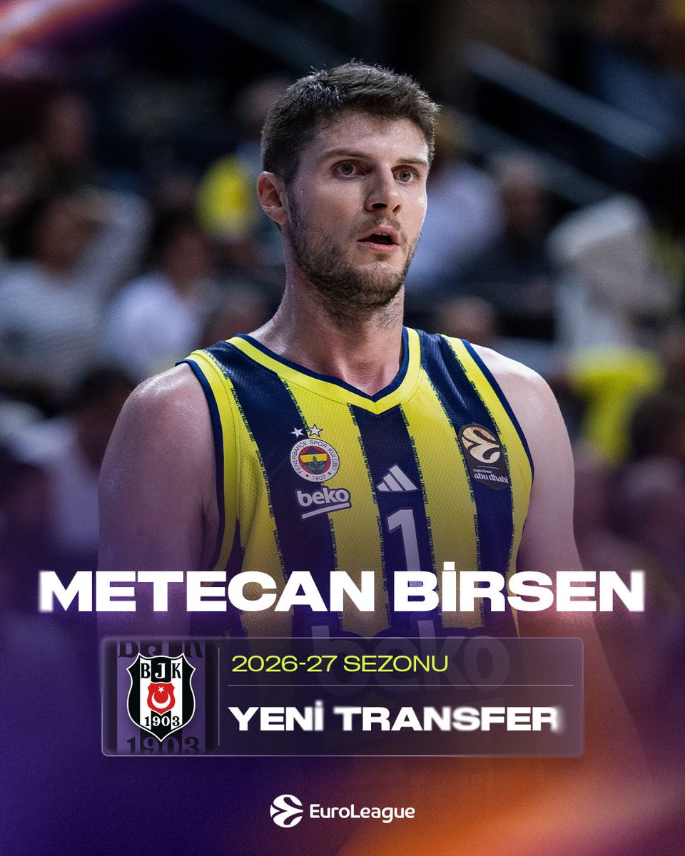 EuroLeagueTUR's tweet photo. YENİ TRANSFER 🦅

@BJK_Basketbol, Metecan Birsen’i kadrosuna kattı! ✍️ https://t.co/0FyaSDZqaB