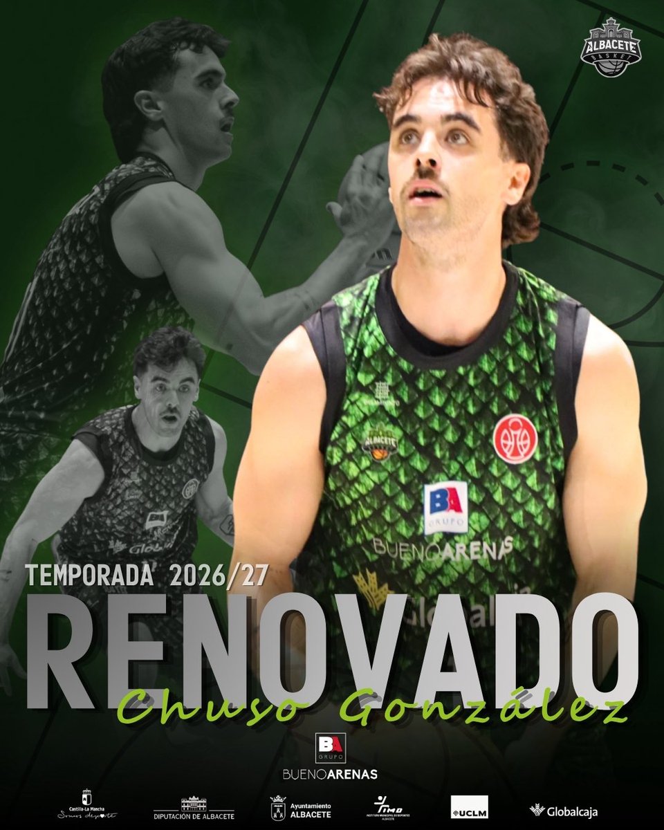 AlbaceteBasket's tweet photo. Porque para él la frase de “como en casa, en ningún sito” tiene mucho sentido… tanto que ya va a por la tercera temporada en el club🤩

El albaceteño renueva por el Bueno Arenas Albacete Basket para la temporada 2026/27. 

¡Vaya temporada nos espera🤭!

#ruidoparqueruido https://t.co/pc6zvkA1hJ