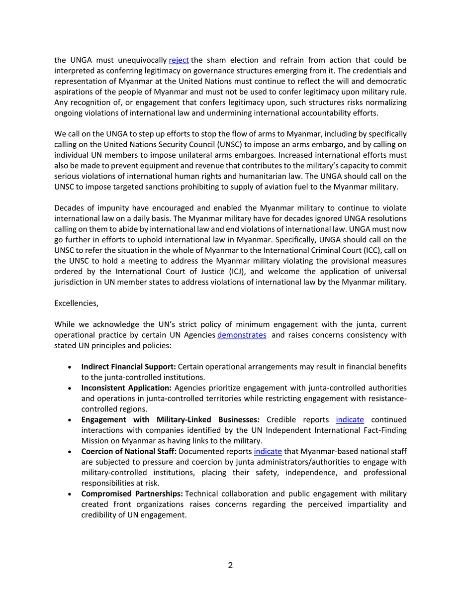PVamplify's tweet photo. Junta has arrested 31,000+ activists &amp; committed at least 501 massacres since its illegal coup.

191 MMR, regional, &amp; intl. CSOs urge #UNGA to adopt a resolution that:

🚨Rejects its sham rebranding
🚨Cuts off arms &amp; aviation fuel
🚨Advances accountability
https://t.co/3nziAeK3j8 https://t.co/MYSGY1hcyc