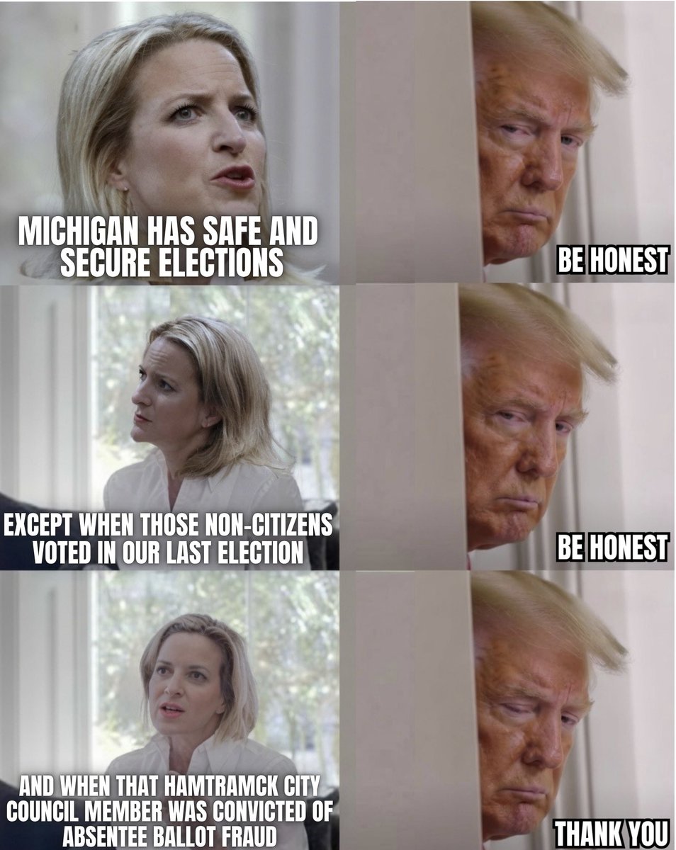 PatriotPostGirl's tweet photo. Jocelyn Benson, who’s overseeing her own gubernatorial election, says Michigan has safe and secure elections. Meanwhile…

🆘 15 non-citizens voted in our last presidential election
🆘 Hamtramck Mayor Pro Tem is convicted of absentee ballot fraud
🆘 198 non-citizens self-reported for jury duty in the first quarter of this year in Macomb County with 11 registered to vote at some point and 7 listed as active in the QVF
🆘 In the August 2024 primary, several St. Clair Shores residents and poll workers faced felony charges for double voting and altering records in the QVF
🆘 Six of worst of the worst criminal illegal aliens deported last year were registered to vote in Michigan