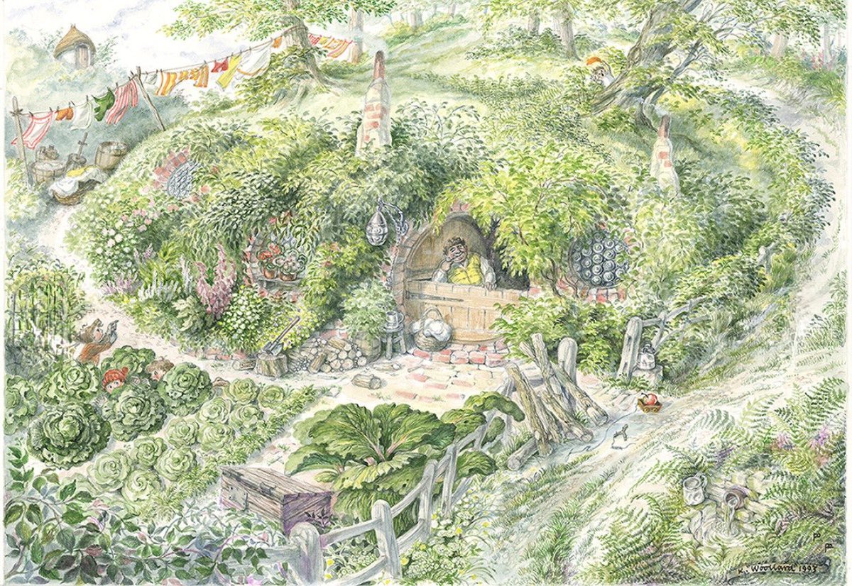 TolkienWorldG's tweet photo. Born on this day in 1924, Kay Woollard (1924–2008) was a British artist best known to Tolkien fans under the pen name Dora Baggins.

Her distinctive illustrations appeared in publications including Amon Hen and Beyond Bree, where her warm, characterful depictions of the Shire and its Hobbits became beloved by generations of readers. 

Just some of her artwork: