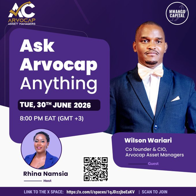 MwangoCapital's tweet photo. Thank you for joining us earlier this week on #MwangoSpaces for Ask Arvocap Anything with Wilson Wariari, Co-founder & CIO of Arvocap Asset Managers.

🎧 Relisten here: https://t.co/m73hEZOKOX

A few key takeaways:

— Arvocap was founded to address the one-size-fits-all approach to investing by offering a goal-based suite of 10 funds tailored to different investor objectives, risk profiles, and time horizons.

— The firm's assets under management have grown from approximately KES 500 million at the start of 2025 to KES 14.26 billion by June 2026, driven largely by investor education and retail participation.

— Arvocap's funds delivered strong performance in 2025, with the Multi-Asset Strategy Fund returning 36.86%, the Global Equities Special Fund 28.72%, and the Almasi Fixed Income Accumulation Fund 20.51%.

— The firm's investment philosophy combines active portfolio management with performance-based fees, aiming to outperform traditional benchmarks while aligning its incentives with those of investors.

— Arvocap also highlighted opportunities for Kenyan investors to access global equities and USD-denominated fixed income through professionally managed funds with relatively low minimum investment amounts.