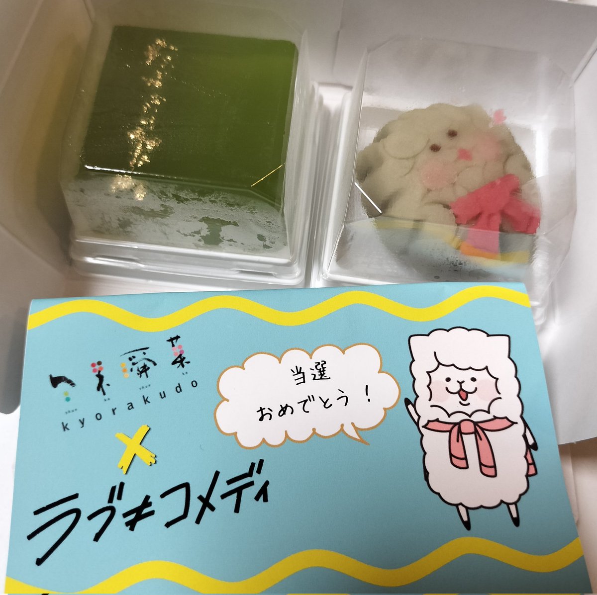 Yui_31324's tweet photo. そして…ありがたいことにこちらのキャンペーンに当選し､共楽堂さんからとってもかわいい上生菓子が届きました😭✨
公開初日に届くという幸せ💓
食べるのはもったいないですが､明日いただきます…!!!!
ありがとうございます✨(カメラセンスなさすぎて申し訳なさすぎる…)
#映画ラブノットコメディ https://t.co/KY2hhdlPrg