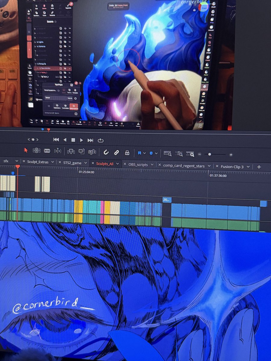 cornerbird__'s tweet photo. drawing on my digital sketchbook as i work on a new batch of footage. there’s so much work to do, and i still need to record more Regent &amp; Silent sculpts :,D but i’m making good progress! https://t.co/gJXmss7mvE