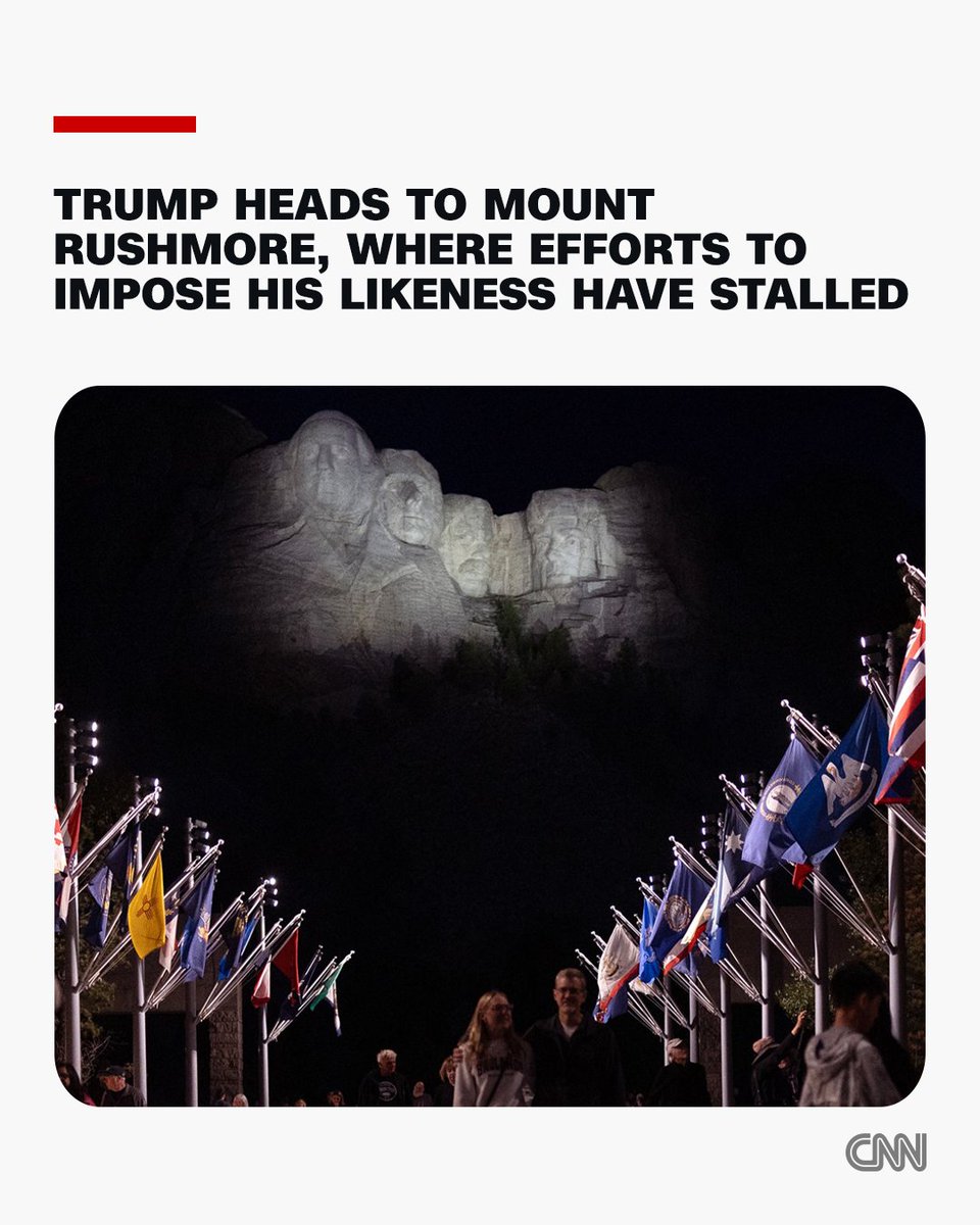 CNNPolitics's tweet photo. President Donald Trump returns to Mount Rushmore on Friday, and though the president has openly mused about adding his likeness to the storied national monument, it's unclear if he can make it happen. https://t.co/6I4jxEK2Gj https://t.co/AKK1vJqLf6