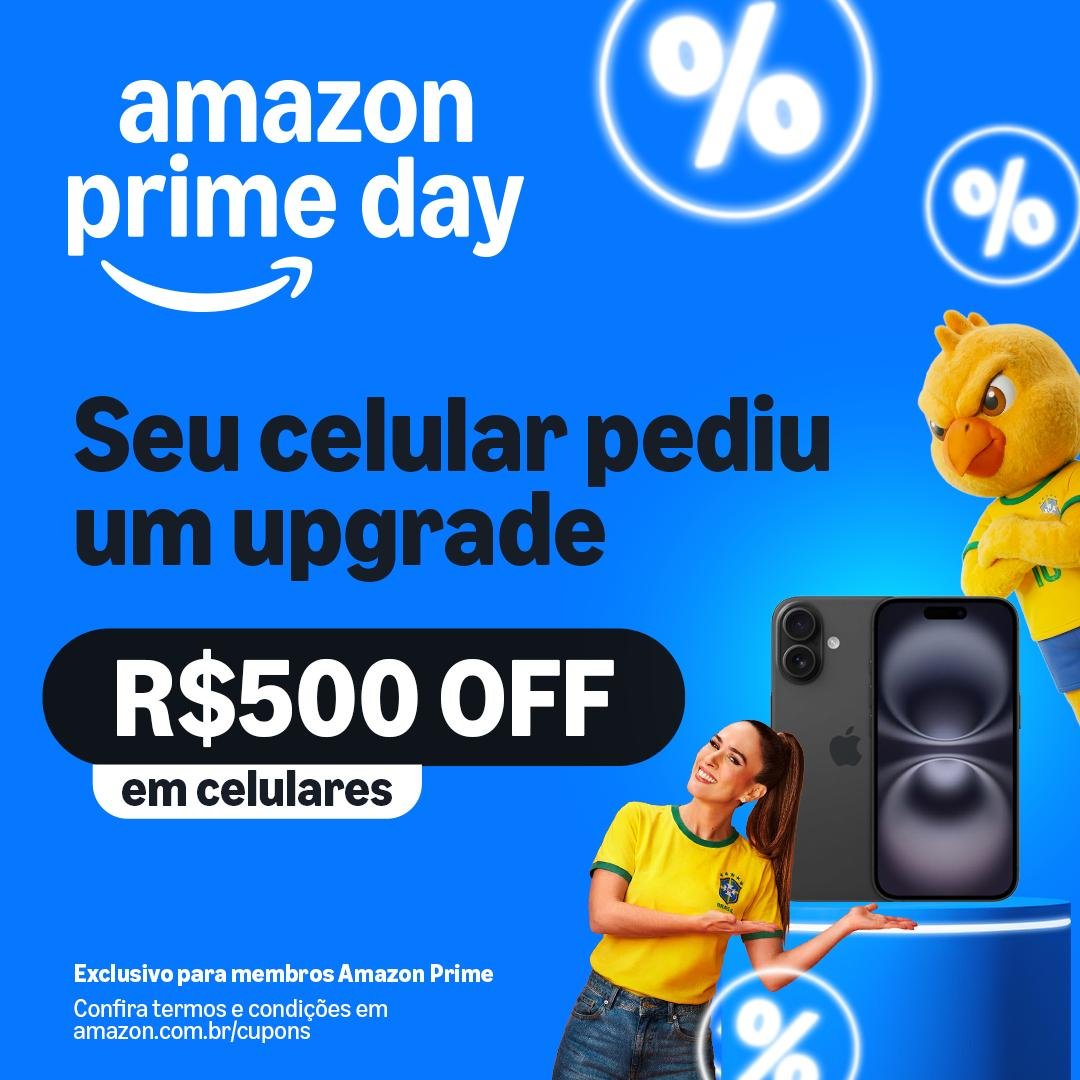 42Clube's tweet photo. 💙 Prime Day na Amazon!

📚 R$ 500 off em celulares!
➡️ https://t.co/ZkRiPPQNxs
🎟 Cupom: ELETRO500

🛍  #anúncio | https://t.co/V8vA55Vu1s https://t.co/FcZJaxQf4D