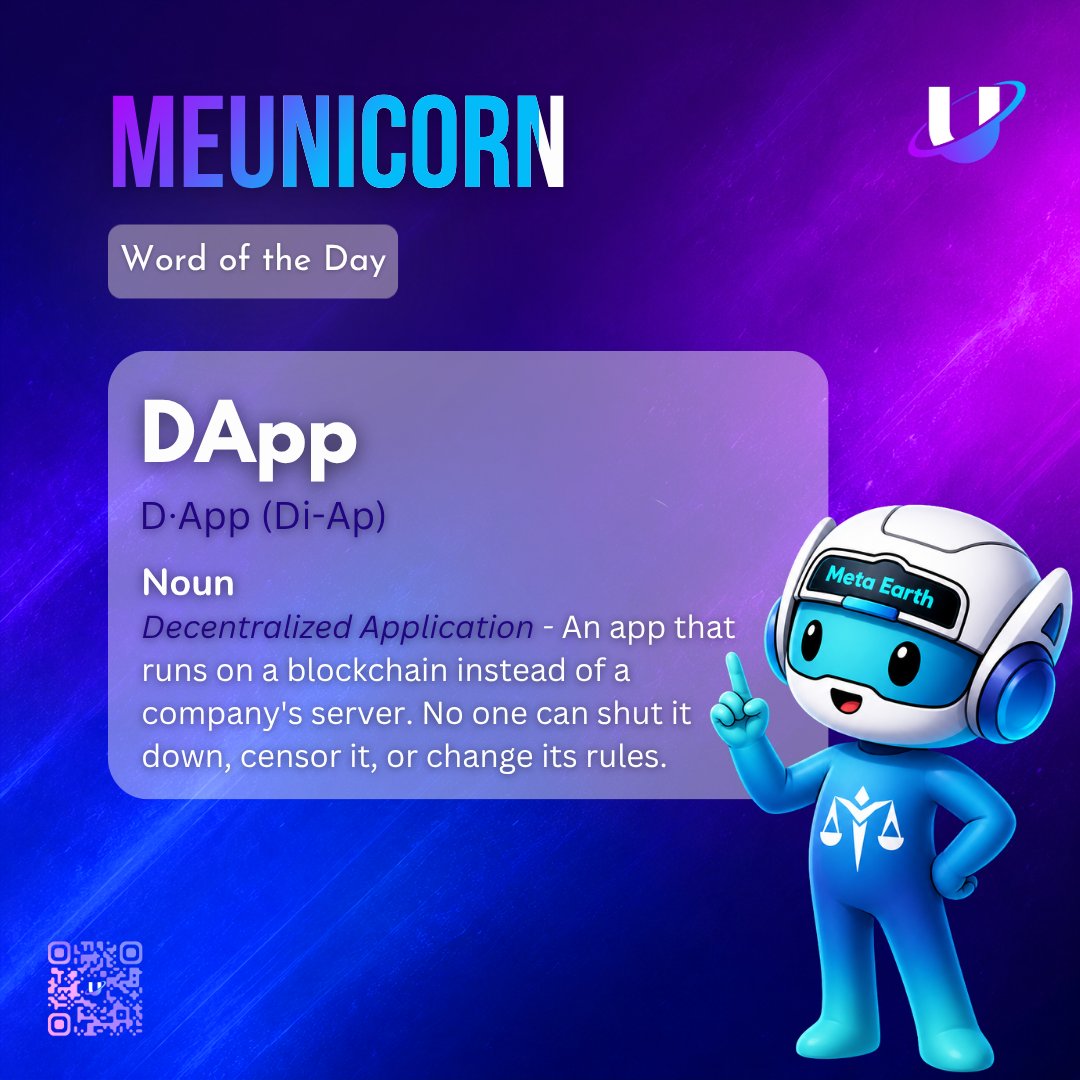 MEUnicornNet's tweet photo. #WordoftheDay: DApp

Follow us for “Word of the Day” series and level up your Web3 knowledge by steps.    

#MEUnicorn #MetaEarth #DApp #Web3 #MEPass https://t.co/BhcTdgz2oS