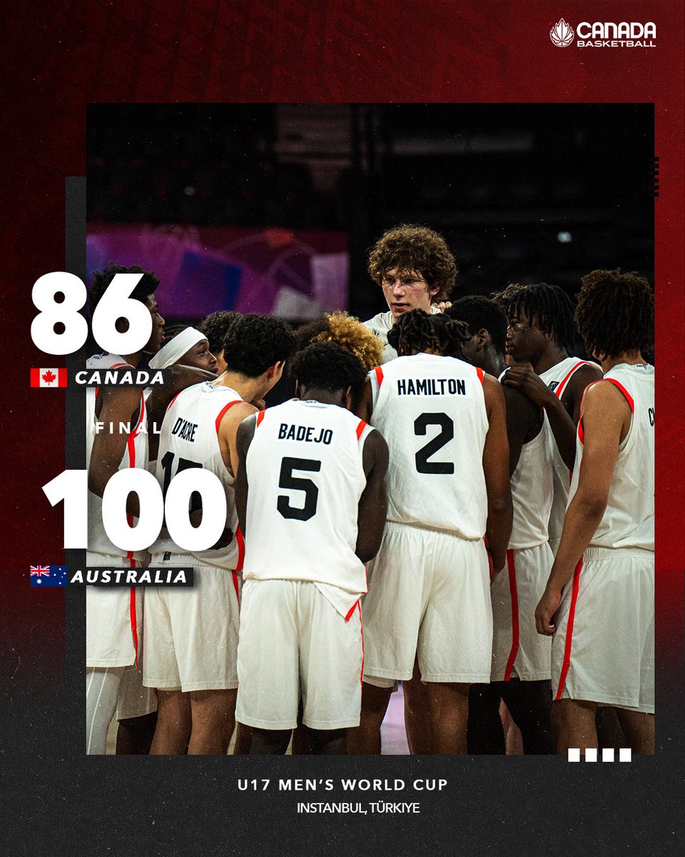 CanBball's tweet photo. Fought until the very end🍁

Our World Cup journey comes to an end here, but we couldn’t be prouder of this team.

—

On s’est battus jusqu’à la toute fin. 🍁

Notre parcours à la Coupe du monde prend fin ici, mais on ne pourrait pas être plus fiers de cette équipe.

#U17Men https://t.co/3AcXnbtClv