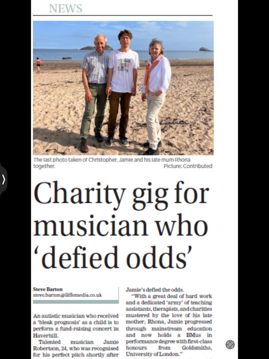 CambridgeAutism's tweet photo. Nice to see Jamie’s concert featured in the @haverhill  Echo a couple of weeks ago, thanks to @caudwellkids  PR efforts. Good local coverage for Film on the Organ ahead of the concert on Saturday 25 July at Old Independent Church, Haverhill. https://t.co/KyhPeXTa5z