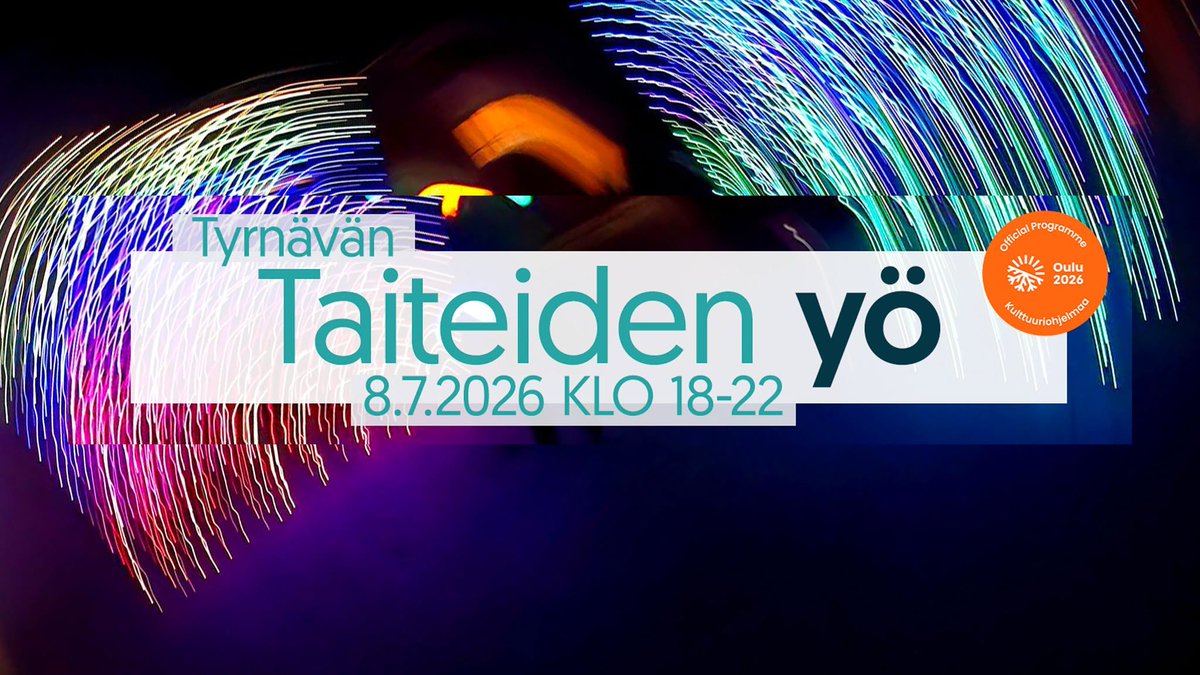 TyrnavanKunta's tweet photo. #Oulu2026-vuoden Taiteiden yönä 8.7. #Tyrnävä'n Meijerialue täyttyy taiteesta ja elämyksistä – tätä vuoden kohokohtaa et halua jättää väliin! Mukana mm. #DJ80Percent, #PERUNAGALLERIA2026 X Perunahalli Experience ja paljon muuta.

Seuraa FB-tapahtumasivua: https://t.co/qkChStKkOn https://t.co/URWEY4J1mU