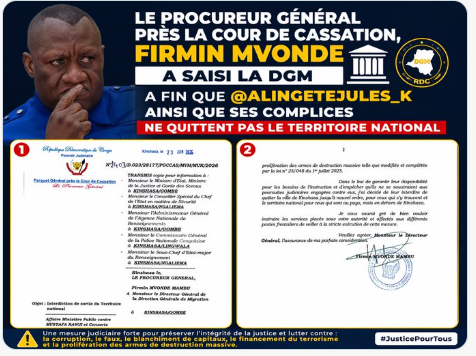 kinshasaweb's tweet photo. #AlingeteGate #Fraudefiscale #Prodimpex #Rawsur #RAWBANK #DGI #DGDA, #DGRK #DACO #AlligatorLeaks
le Procureur général près la Cour de cassation, Firmin Mvonde, a saisi la DGM afin que Jules Alingete ainsi que ses complices ne quittent pas le territoire national
https://t.co/gW7AIlMVP6
